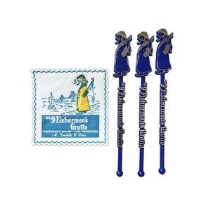 Vintage No9 Fisherman's Grotto San Francisco Drink Stirrers & Coaster